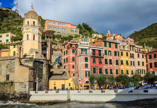 View of the Mediterranean coast from the village of Vernazza in Italy