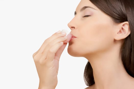 Woman taking medicine