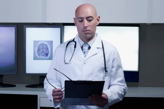Doctor examining a medical report