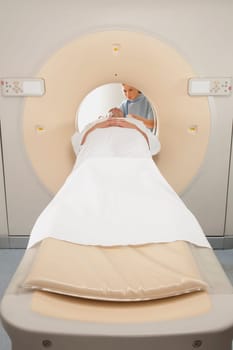 Patient going through an MRI scan