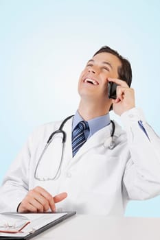 Doctor talking on a mobile phone