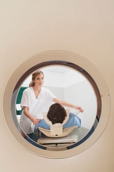 Patient going through an MRI scan