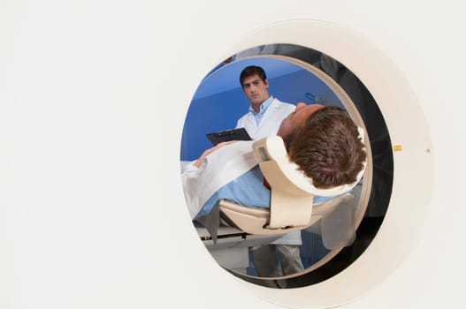 Patient going through an MRI scan