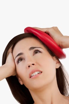Woman suffering from a headache