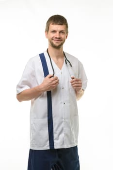 Portrait of a happy doctor isolated on white background