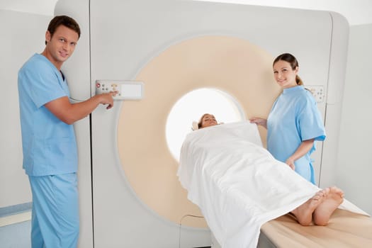 Patient going through an MRI scan