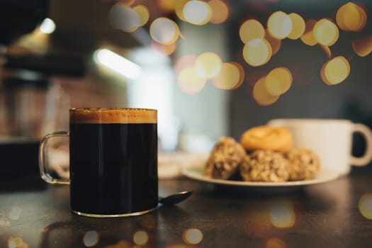 Cup of coffee and cookies, coffee time. High quality photo