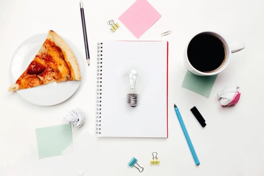 Notebook and pen on the table, idea at work, working space. High quality photo