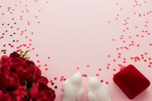 Valentine on the pink background. Love for two. High quality photo
