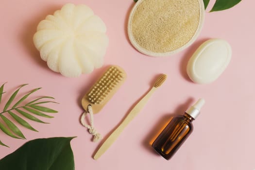 Natural bath accessories, set of natural bath accessories, eco-friendly products. High quality photo