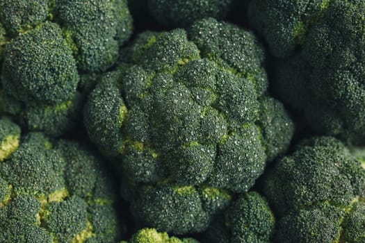 Fresh green broccoli, drops of water on broccoli. High quality photo