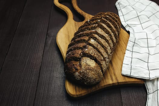 Homemade sourdough bread food photography recipe idea. High quality photo