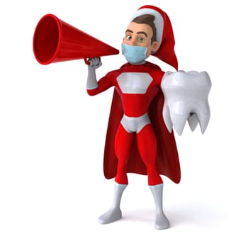 Fun 3D illustration of a cartoon Santa Claus with a mask