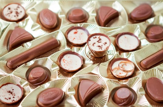Chocolate assorted in a box. Candy in a box.