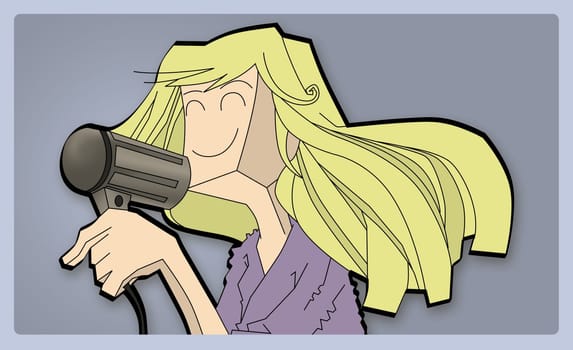 Close-up of a woman using a hair dryer