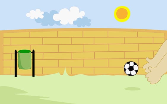 Human hands reaching for a soccer ball