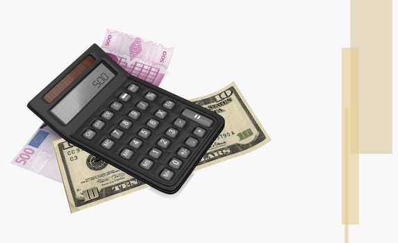Calculator on a five hundred euro bank note