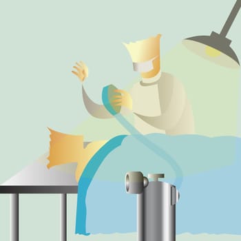 Male Doctor putting an oxygen mask to a patient
