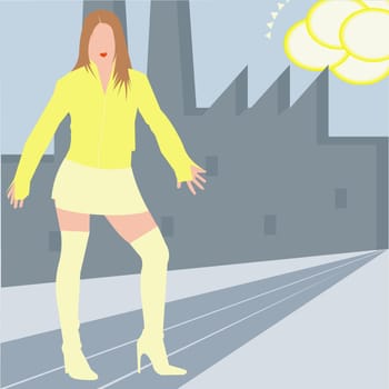 Woman standing on the road