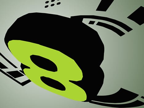 Number 8 on a green background