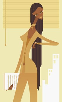 Businesswoman standing looking at her wristwatch