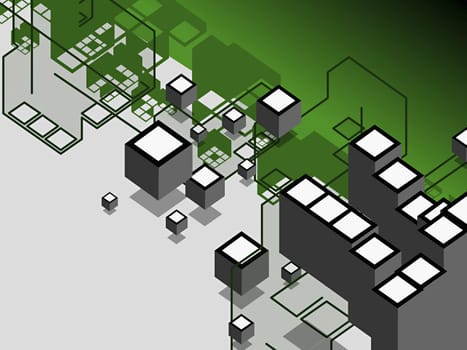 High angle view of cubes on a pattern