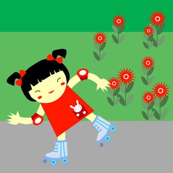 Girl roller skating