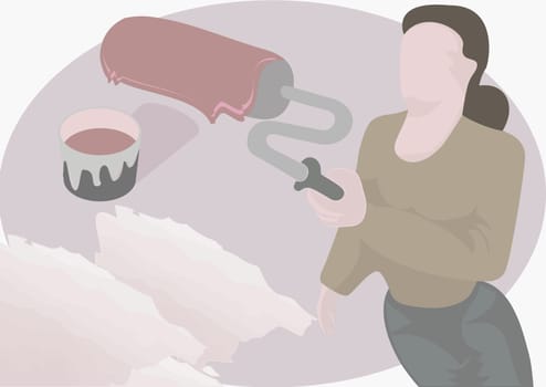 Woman holding a paint roller