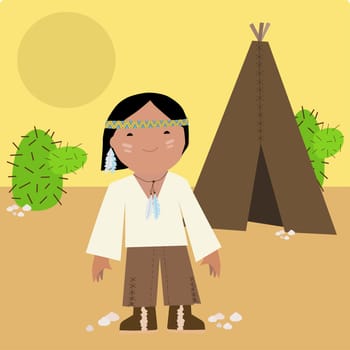 Girl standing near a teepee