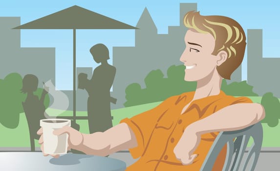 Man holding a cup of coffee