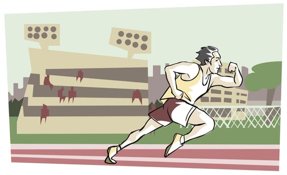 Man running in a stadium