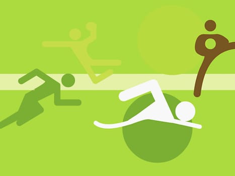 Four people performing athletic sports