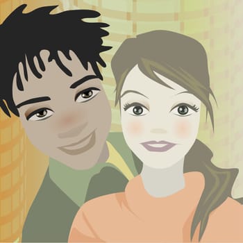 Close-up of a couple smiling
