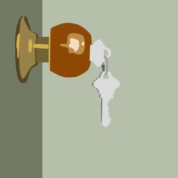 Close-up of keys in a door lock