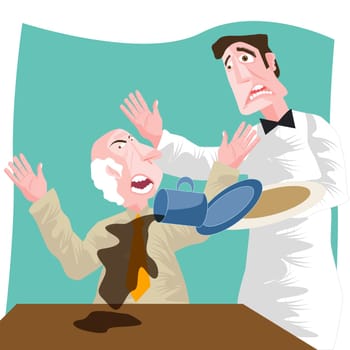 Senior man shouting at a waiter