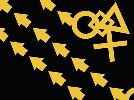 Mathematical symbols on a black background