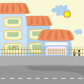 Houses along a road