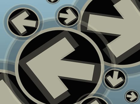 Close-up of arrow signs in circles