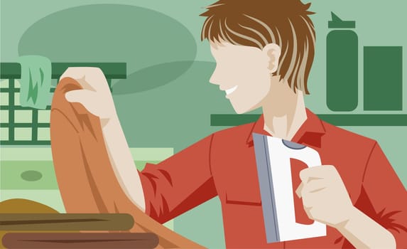 Woman ironing clothes