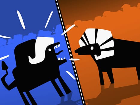 Close-up of an ox and a goat