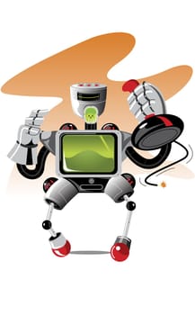 Robot holding a joystick