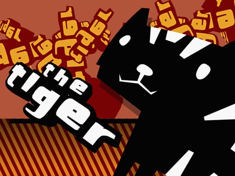 Close-up of a tiger with text