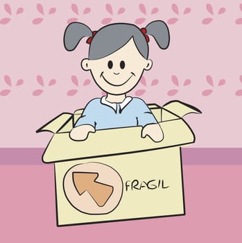 Girl in a cardboard box