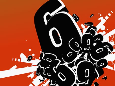 Numbers 6 on an orange background