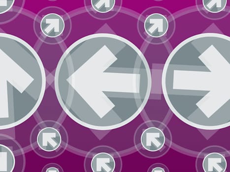 Arrows in circles against a purple background