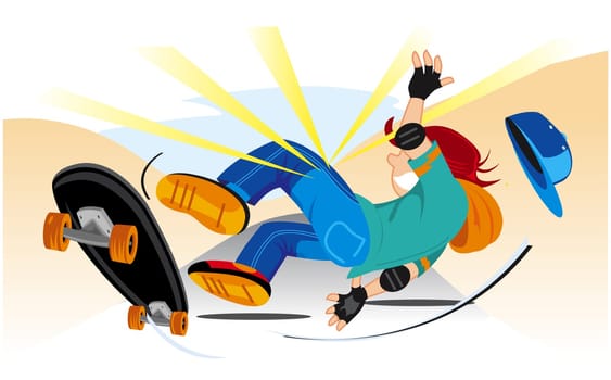 Boy falling off a skateboard