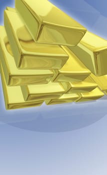 High angle view of gold bars