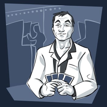 Close-up of a man playing cards