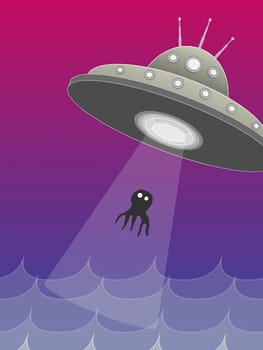 UFO capturing an octopus