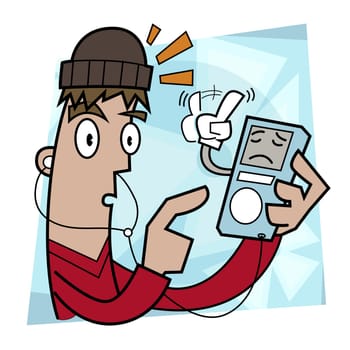 Close-up of a man holding an MP3 Player